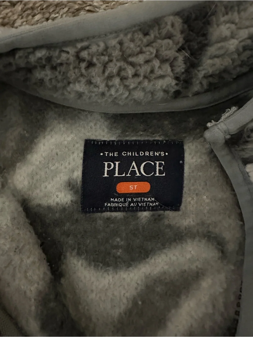 Kids' Grey Camouflage Sherpa Jacket - Cozy Zip Front